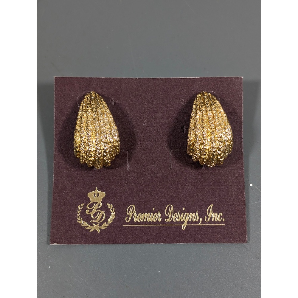 Premier Designs Gold Tone Textured Chunky Teardrop Dangle Earrings Pierced
